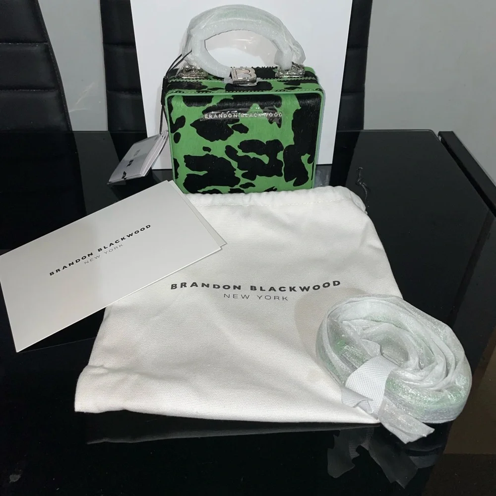 Brandon Blackwood Mini Kendrick Trunk- Black & Green Cowprint Ponyhair - Picture 9 of 9